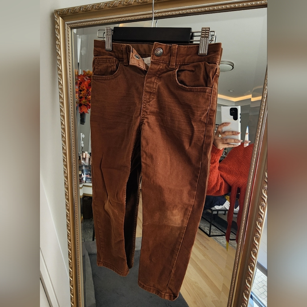 H&M Boys Relaxed Denim Pants in Brown Size 6